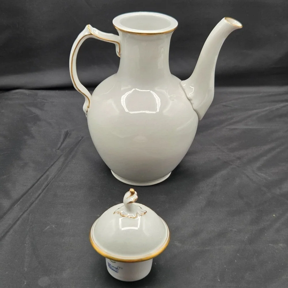 Royal Copenhagen  Coffee Pot Teapot with Lid Gold Trim Signed & Numbered VINTAGE